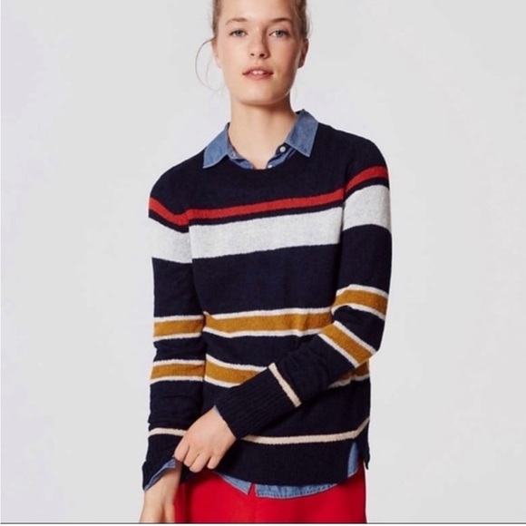 LOFT Crew Neck Striped Sweater Size Medium NEW - Picture 1 of 5